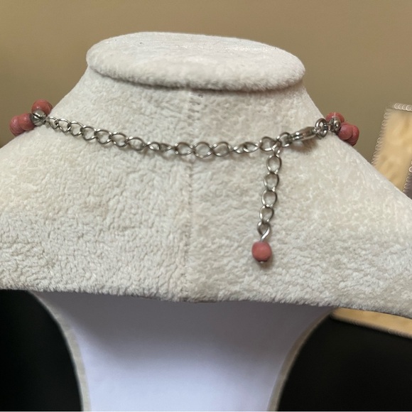 Vintage Silver Brown beaded Necklace Adjustable Closure Bohemian - Picture 9 of 12